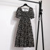 Floral A-Line Chiffon Dress with Short Sleeves