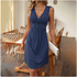 Stylish Solid Colour Sleeveless V-Neck Dress