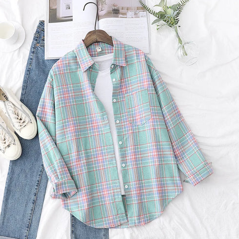 Casual Women's Flannel Plaid Shirt - Autumn Collection