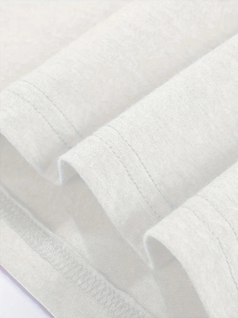 Cat & UFO Print Crew Neck T-Shirt, Casual Short Sleeve Top for Spring & Summer