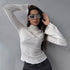 Long Sleeve Flared Sleeve Top with Round Neck