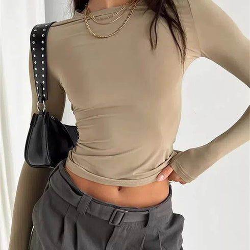Long Sleeve Casual Crop Top for Women
