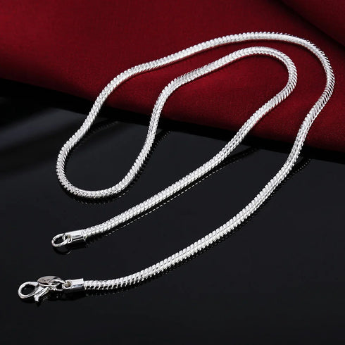 925 Sterling Silver Solid Snake Chain Necklace 40-75cm
