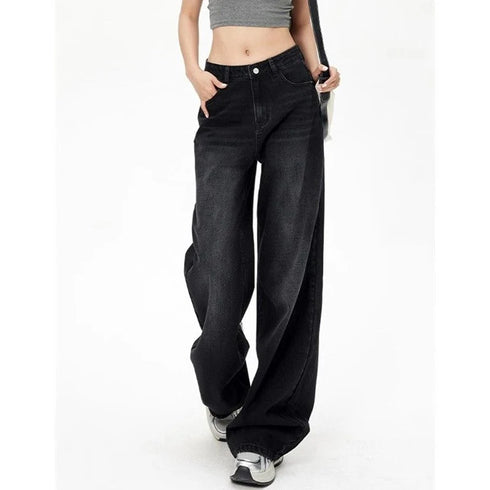 High Waist Flare Jeans in Black and Grey