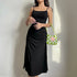 Elegant Black Backless Ruched Dress