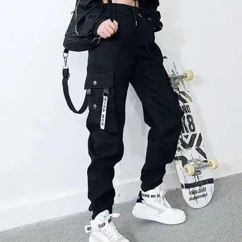 Women's Black Cargo Pants with Pockets
