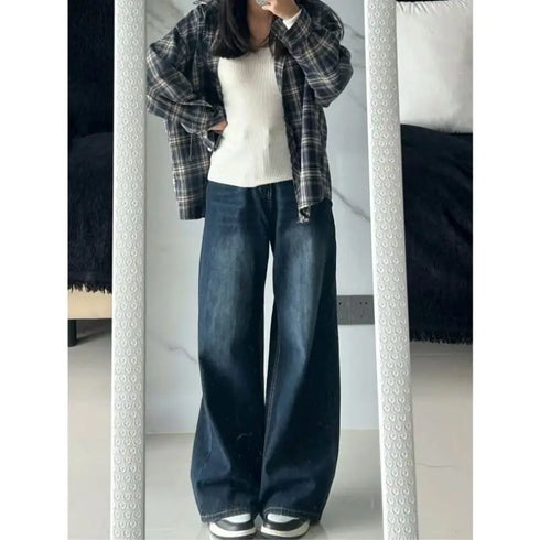 Womens Baggy High Waist Denim Jeans