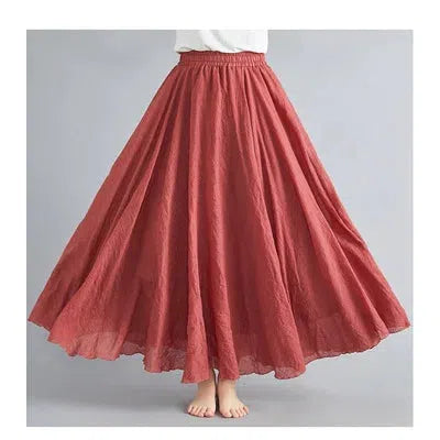 Fashion Clothes Women Clothing Skirts Vintage Y2k Elegant Bohemian Cotton Linen Long Skirt Casual Style