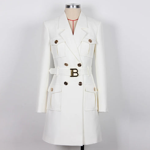 Double Breasted Blazer Dress with Belt