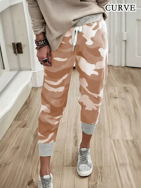 Plus Size Camouflage Print Jogger Pants for Women