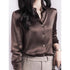 Plus Size Satin Long Sleeve Blouse for Women