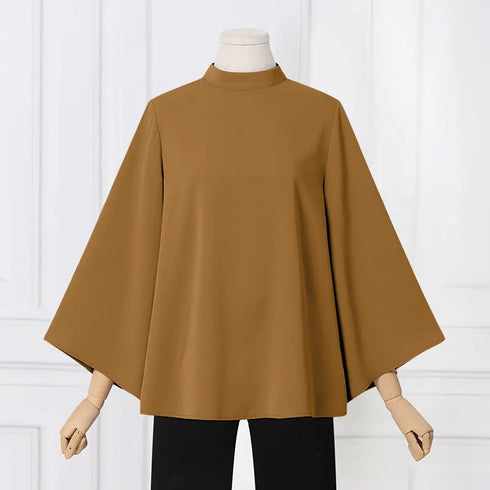 VONDA Women Fashion Blouse 2024 Elegant Autumn Tunic Tops Casual Stand Collar 3/4 Flare Sleeve Office Shirts Oversized Blusas