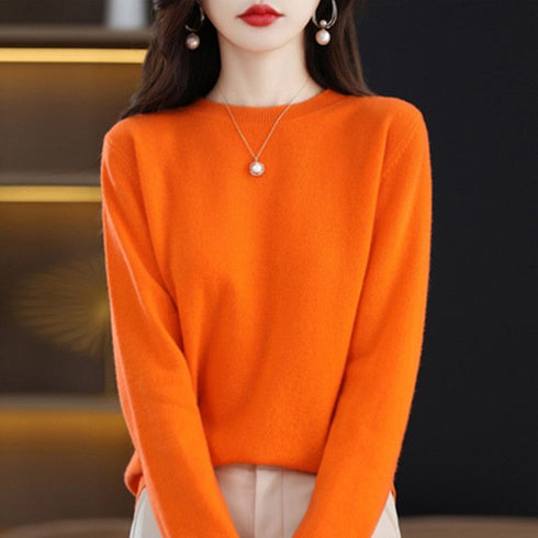 Women's O-Neck Casual Knit Pullover Sweater