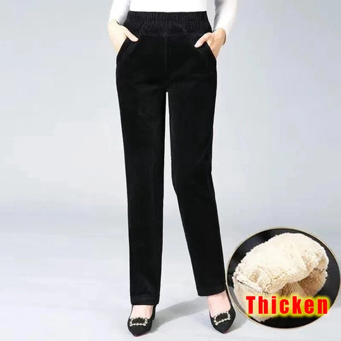 Plus Size High Waist Fleece Pencil Pants for Autumn/Winter