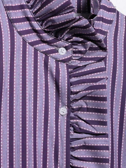 Elegant Ruffled Purple Casual Blouse for Women