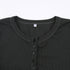 Y2K Slim Fit Brown Crop Top with Button Detail