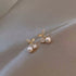 Round Wreath Bow Pearl Stud Earrings Elegant Trend Fashion