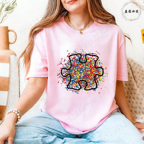 Trendy Women's Autism Awareness Graphic T-Shirt
