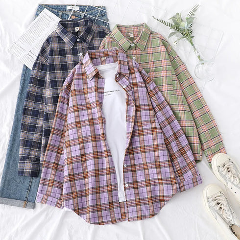 Casual Women's Flannel Plaid Shirt - Autumn Collection