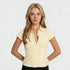 Women's Slim Fit Short Sleeve Button-Up Shirt in Yellow