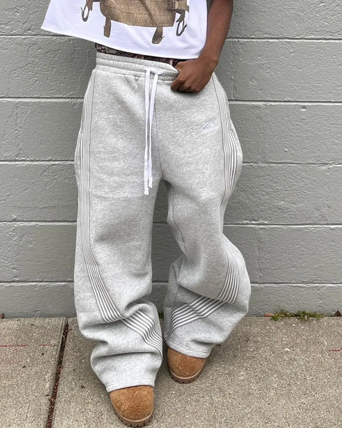 Y2K Grey Casual Wide Leg Cargo Pants