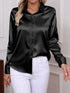 Elegant Turn-down Collar Button-front Satin Long Sleeve Women's Shirt for Daily Commute And Business Casual Wear