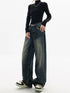High Waist Wide Leg Jeans in Navy Blue