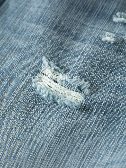 DUSHU Ripped Wide-Leg Denim Jeans