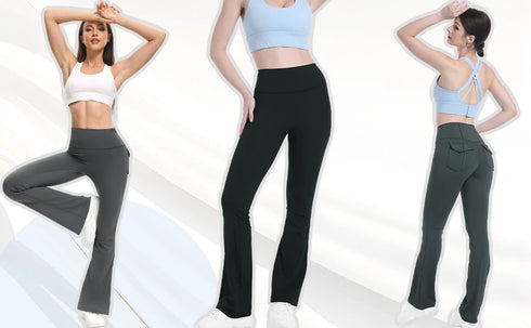 Women's High Waisted Flared Yoga Pants with Pockets