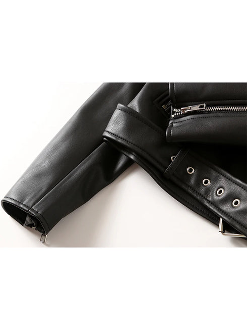 Women’s Slim Fit Black Faux Leather Biker Jacket