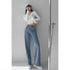 High-Waisted Loose-Fit Straight-Leg Denim Trousers