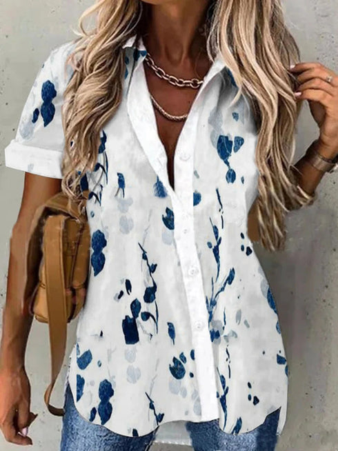 Floral Printed Button-Down Shirt for Women