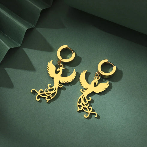 Phoenix Fire Bird Dangle Earrings for Women