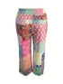 Plus Size Floral Printed Wide Leg Pants
