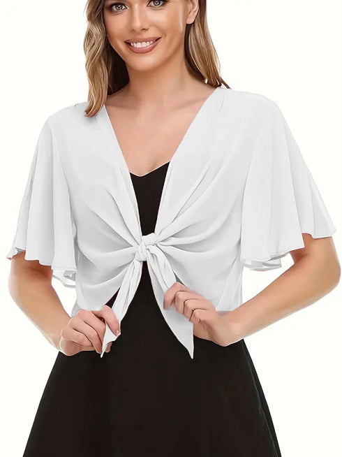 Women's Short Chiffon Cardigan with Front Opening