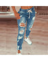 Women's Mid Waist Lace-Up Slim Fit Denim Jeans