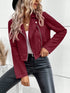 Faux Suede Biker Jacket with Zipper Detail