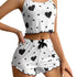 Heart Women Pajamas Set Shorts Sleepwear Love Print Top