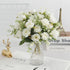30cm White Silk Peony Bouquet with 5 Large Heads