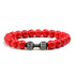 Natural Volcanic Stone Bracelet Men Matte Black Lava White Beads Fitness Jewelry