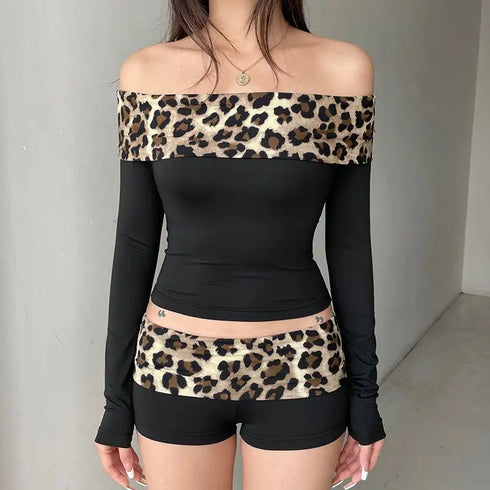 Leopard Print Low Waist Slim Booty Shorts for Women