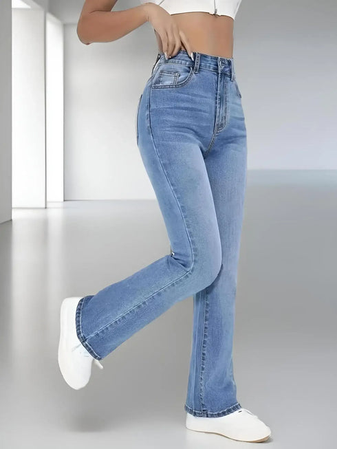 Women's High Waist Flare Jeans in Blue