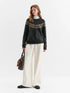 FSLE High-Waisted Straight-Leg Knit Trousers
