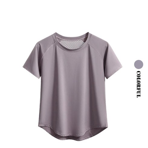 DRUR Women Sports T-shirt Short Sleeve Quick Dry Loose Compression Shirt Female Summer Fitness Sweatshirt Running Gym Tops New