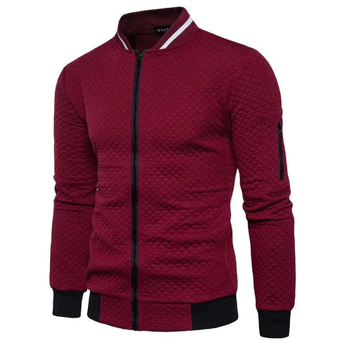 Men's Solid Colour Bomber Jacket - Casual Slim Fit
