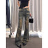 High Waist Cargo Jeans with Bell Bottom Detail