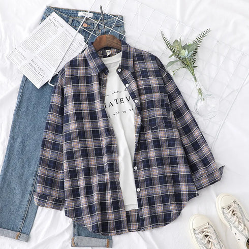 Casual Women's Flannel Plaid Shirt - Autumn Collection