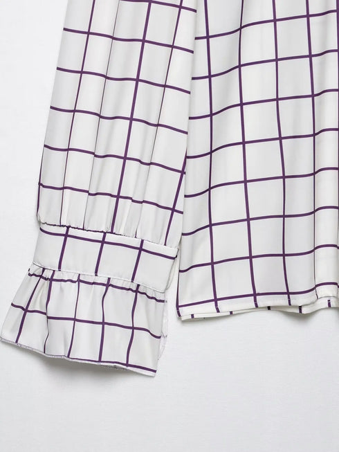 Elegant Ruffled Purple Casual Blouse for Women