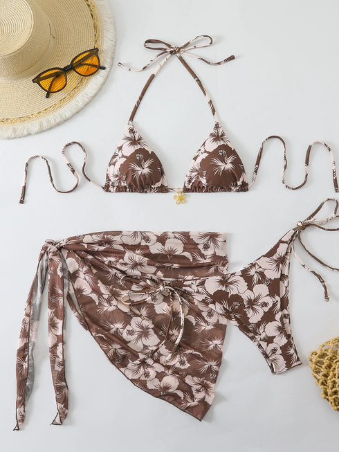 Floral Print Micro Bikini Set for Women