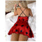 Heart Print Slip Nightdress Casual Crew Neck Mini Sleepwear